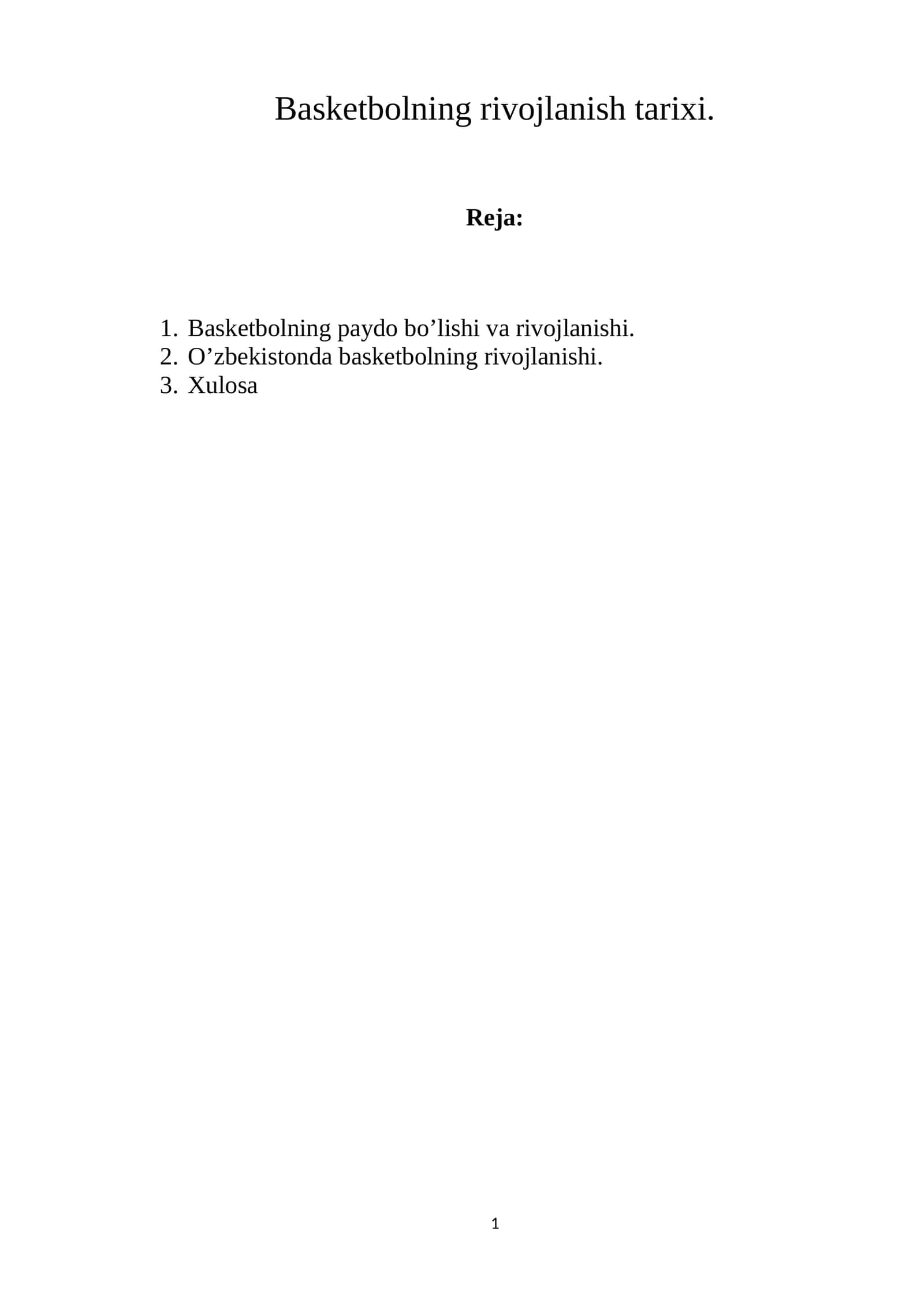 Basketbolning rivojlanish tarixi
