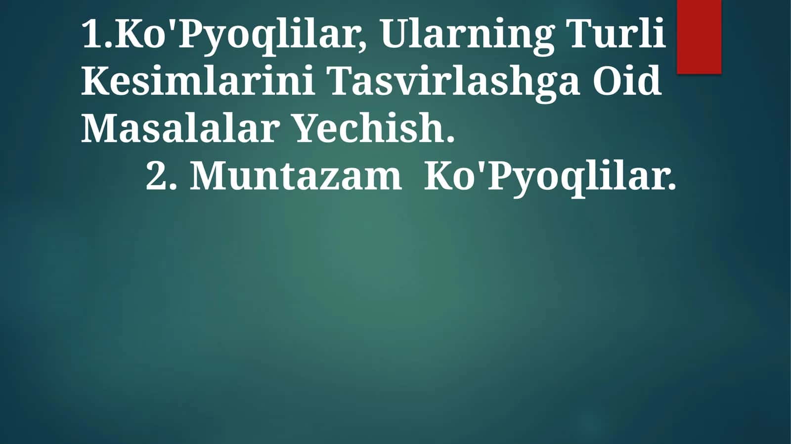 Ko'Pyoqlilar, Ularning Turli Kesimlarini Tasvirlashga Oid Masalalar Yechish
