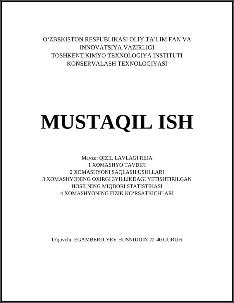 QIZIL LAVLAGI REJA