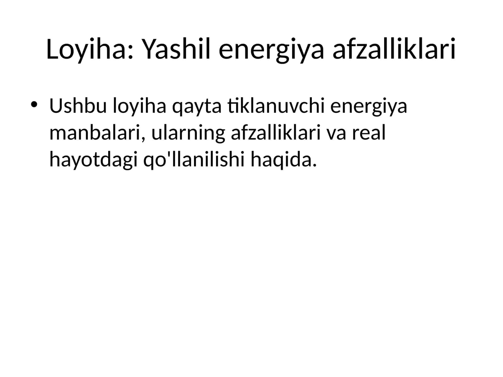 Yashil energiya afzalliklari