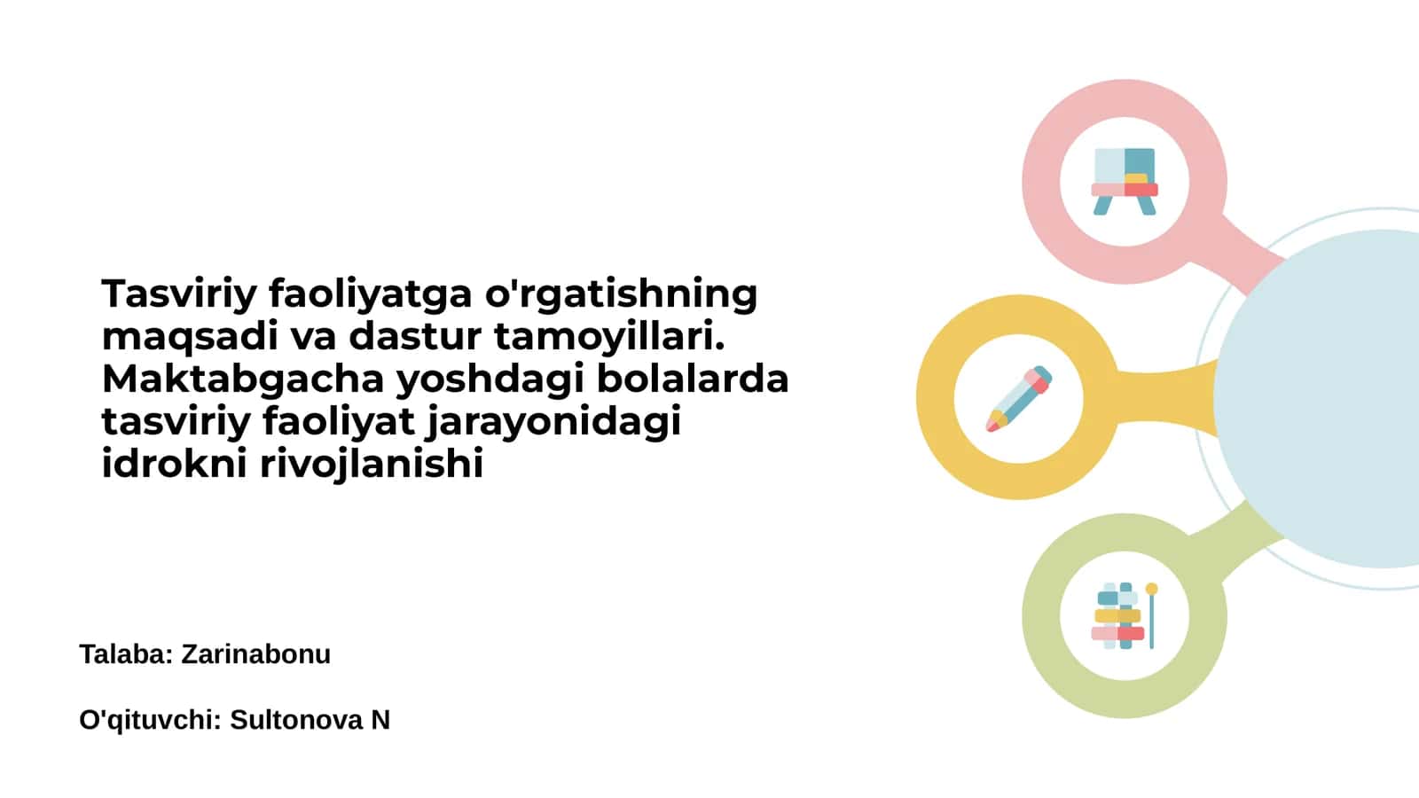Tasviriy faoliyatga o'rgatishning maqsadi va dastur tamoyillari