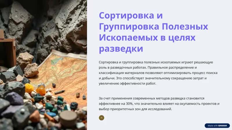 Сортировка и Группировка Полезных Ископаемых в целях разведки