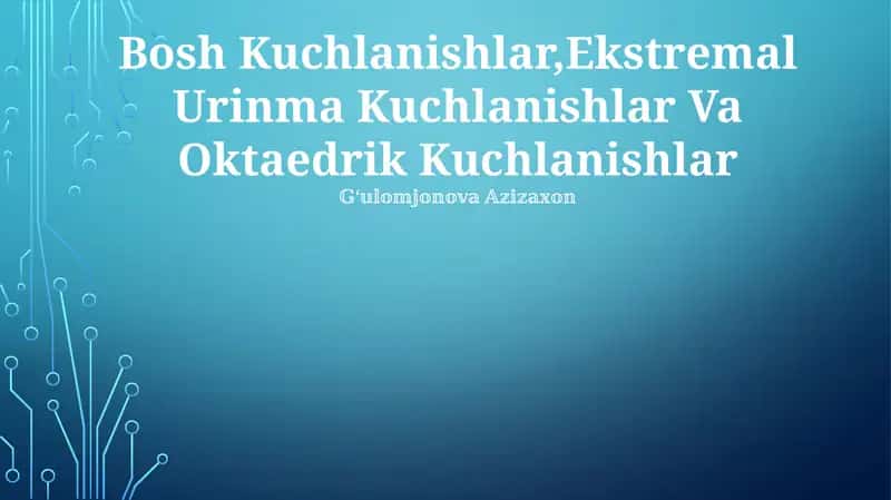 Bosh Kuchlanishlar, Ekstremal Urinma Kuchlanishlar