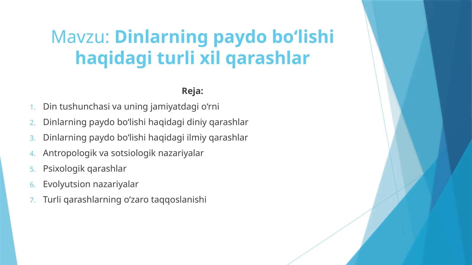Dinlarning paydo bo'lishi haqidagi turli xil qarashlar