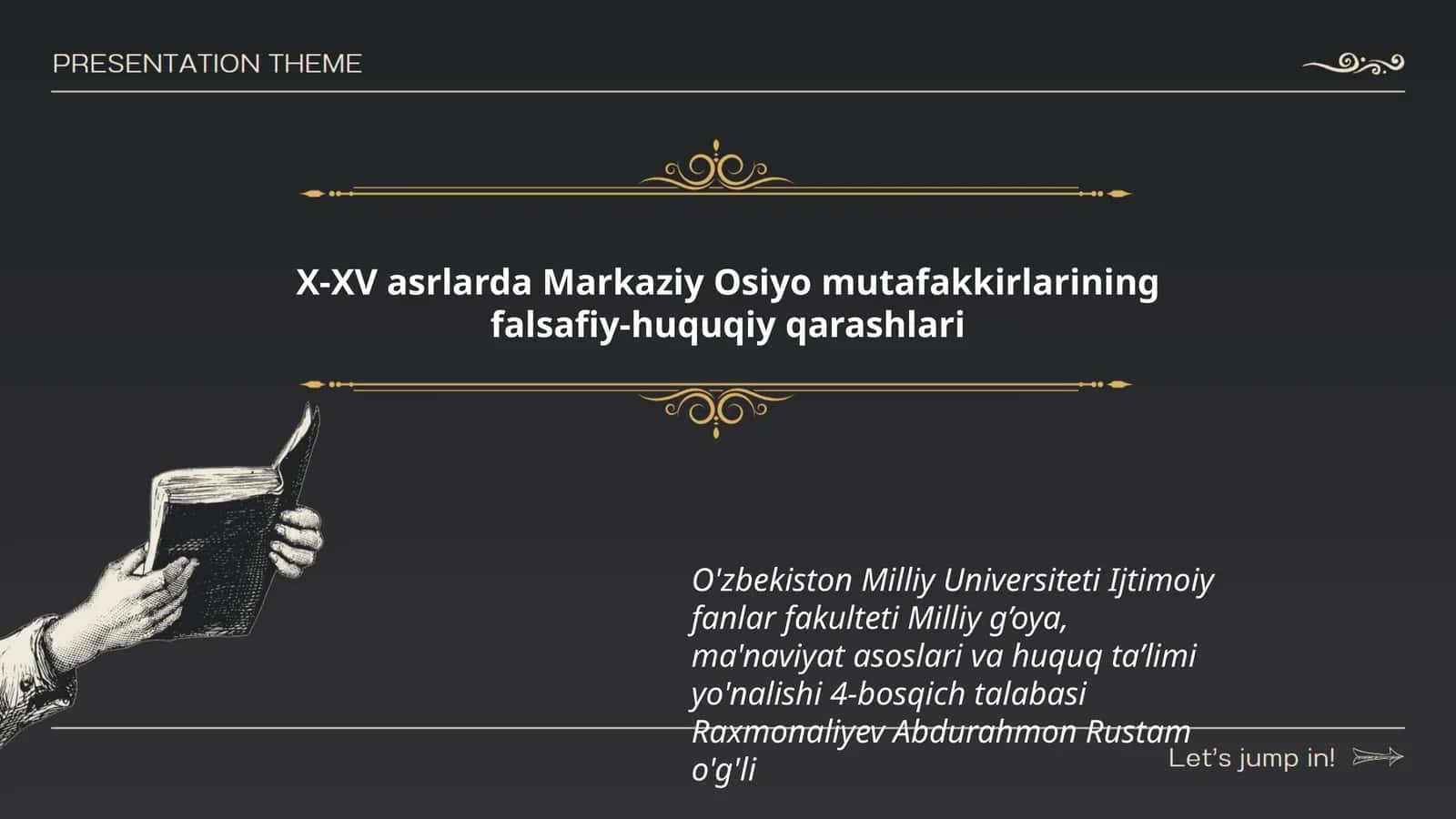 X-XV asrlarda Markaziy Osiyo mutafakkirlarining falsafiy-huquqiy qarashlari