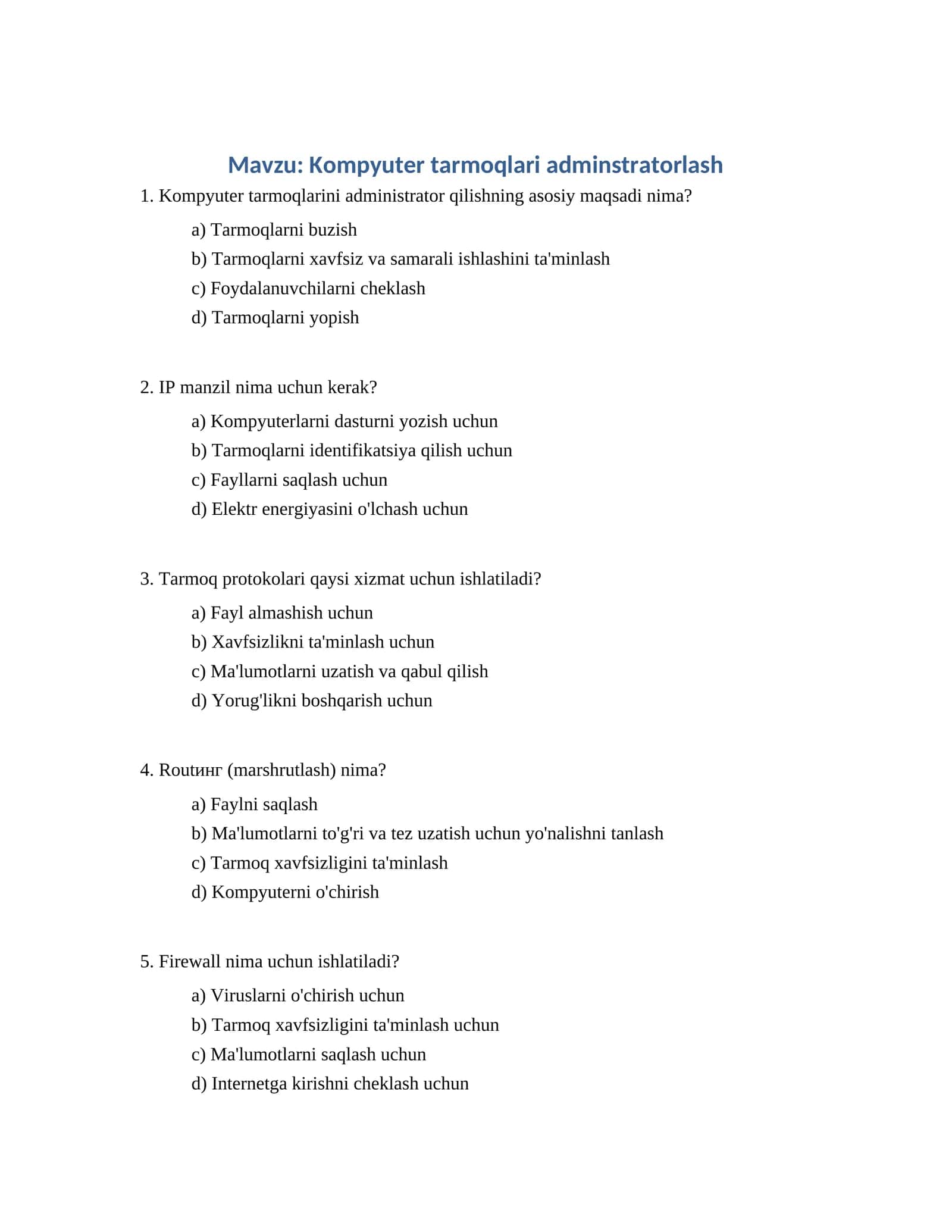 Kompyuter tarmoqlari adminstratorlash