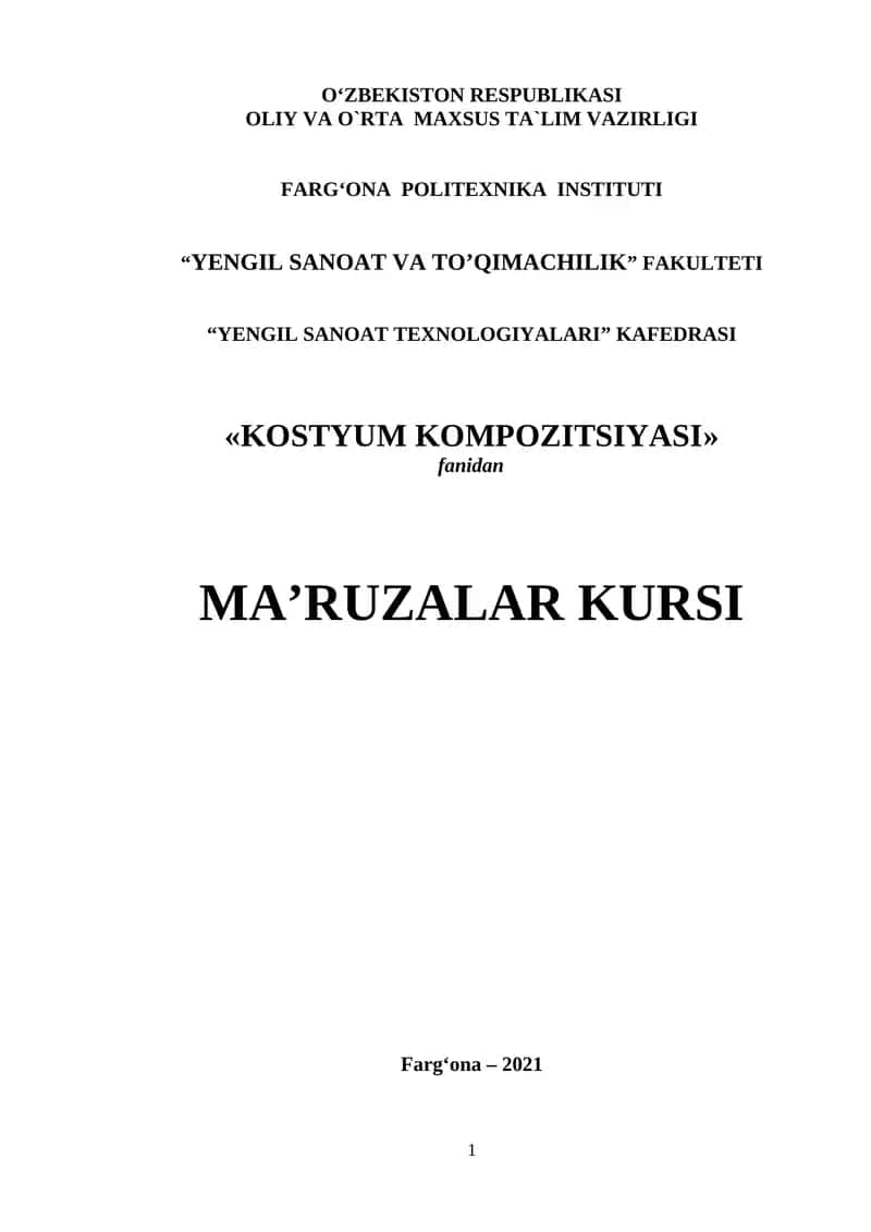 KOSTYUM KOMPOZITSIYASI