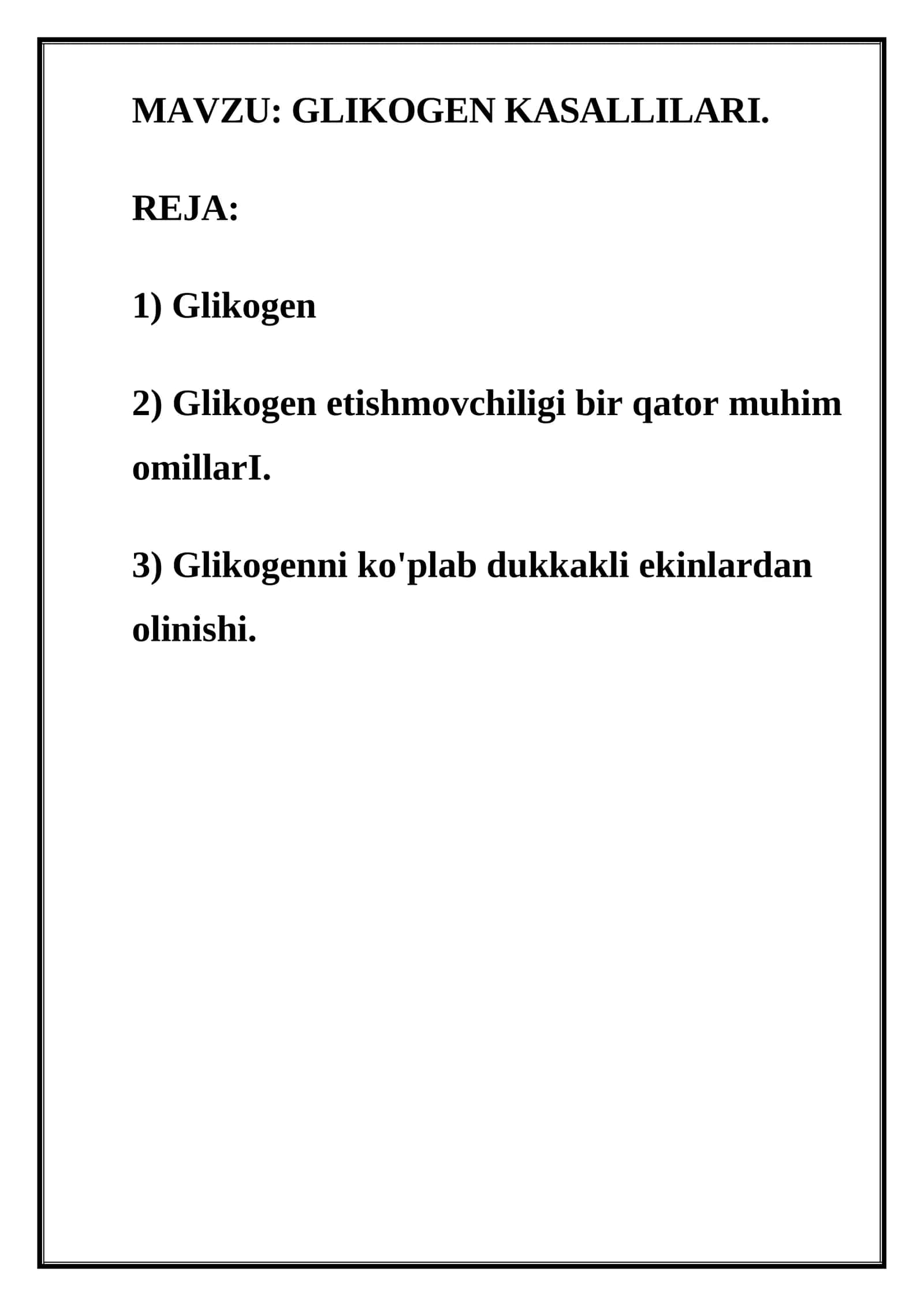 GLIKOGEN KASALLIKLARI