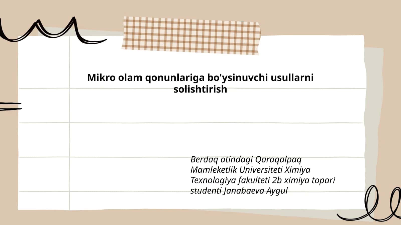 Mikro olam qonunlariga bo'ysinuvchi usullarni solishtirish