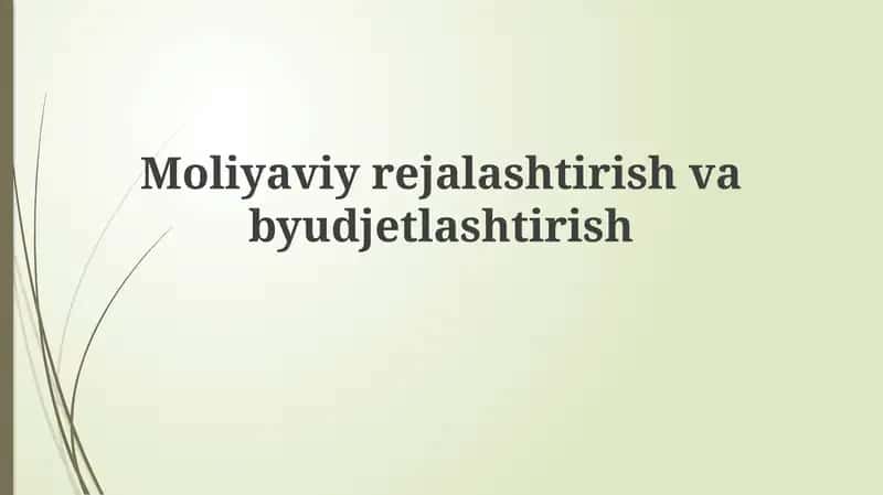 Moliyaviy rejalashtirish va budjetlashtirish