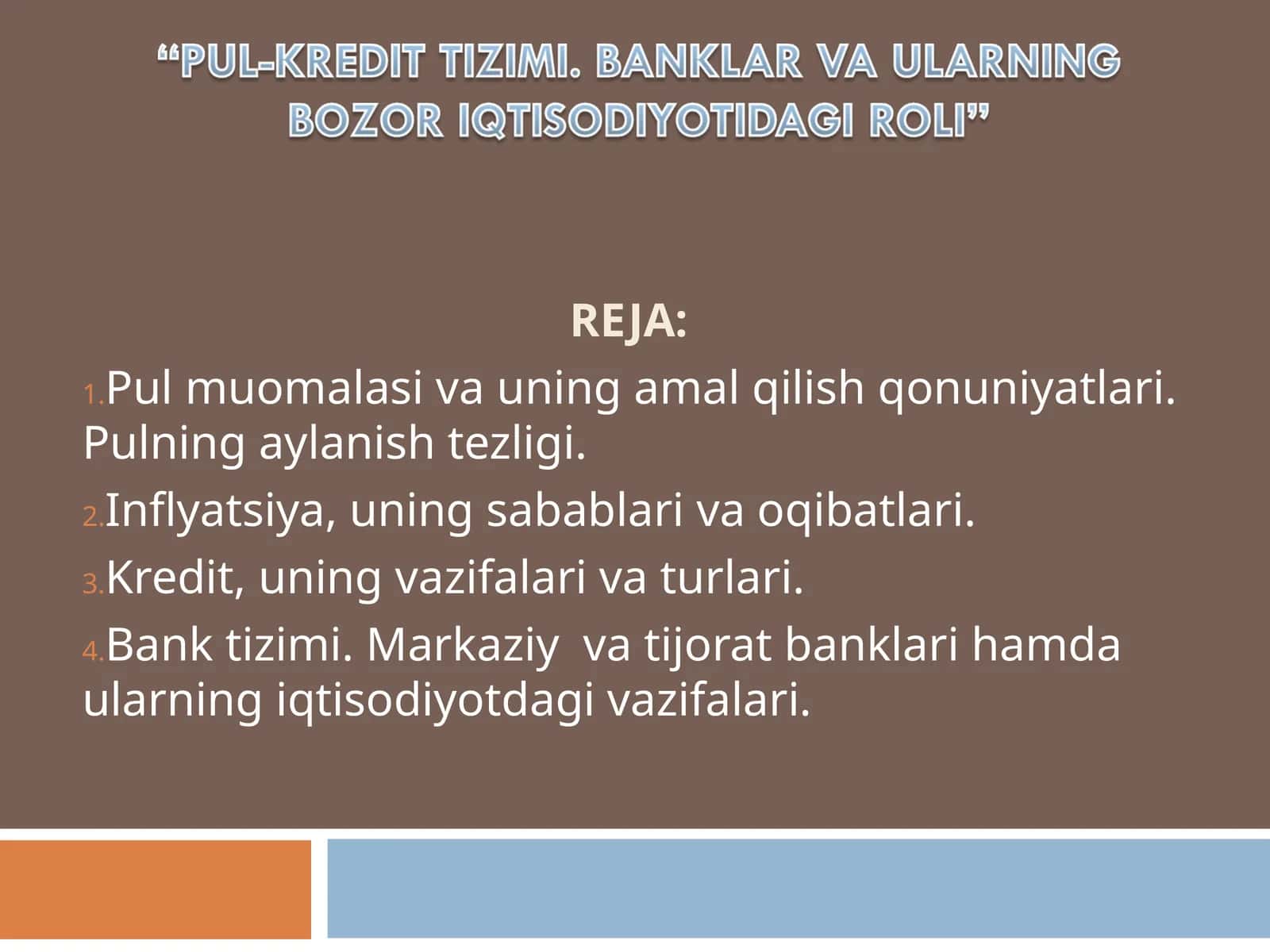 Pul moliyasi va uning amal qilish qonuniyatlari