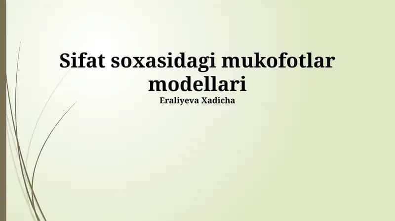 Sifat soxasidagi mukofotlar modellari