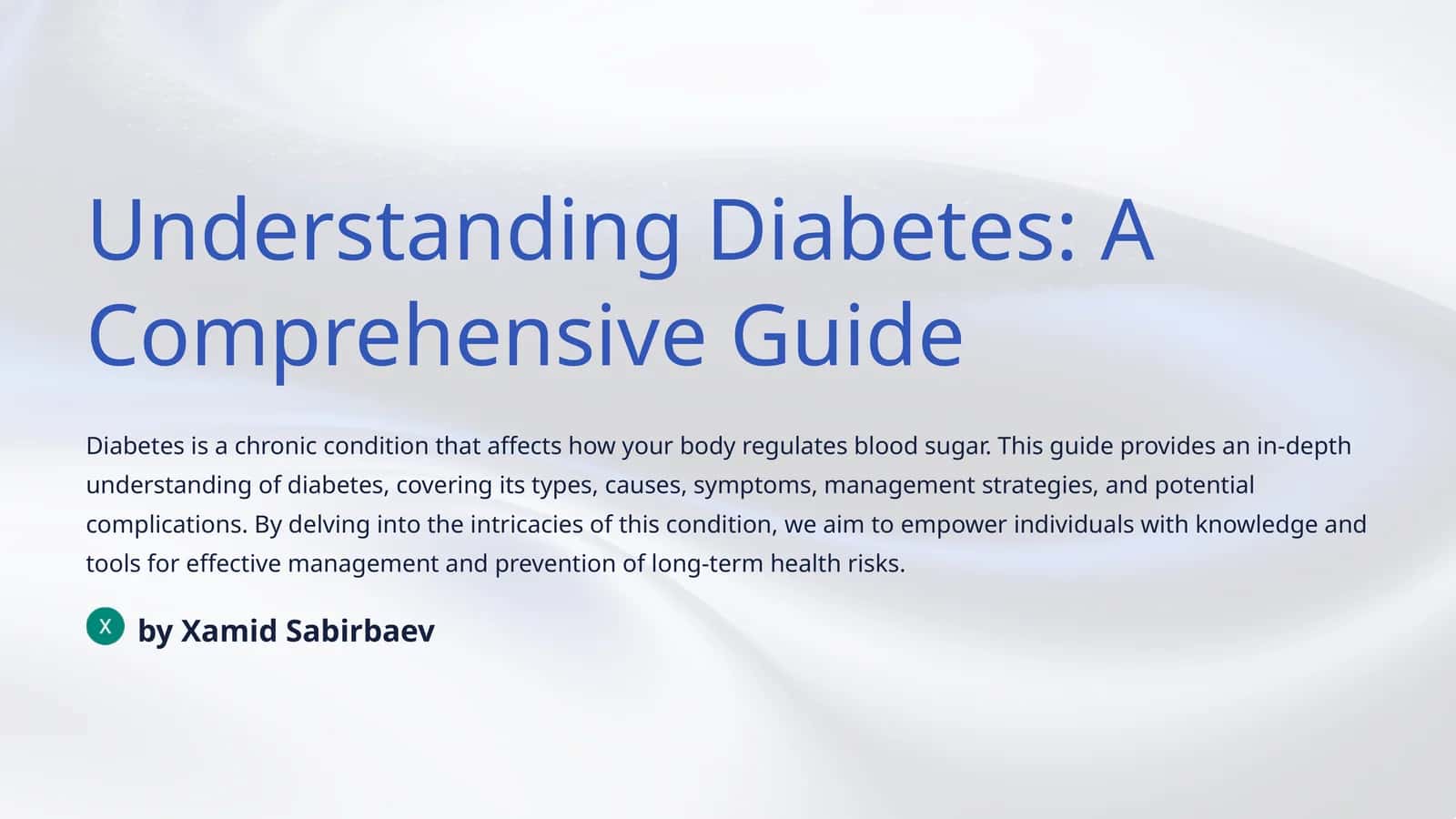 Understanding Diabetes: A Comprehensive Guide