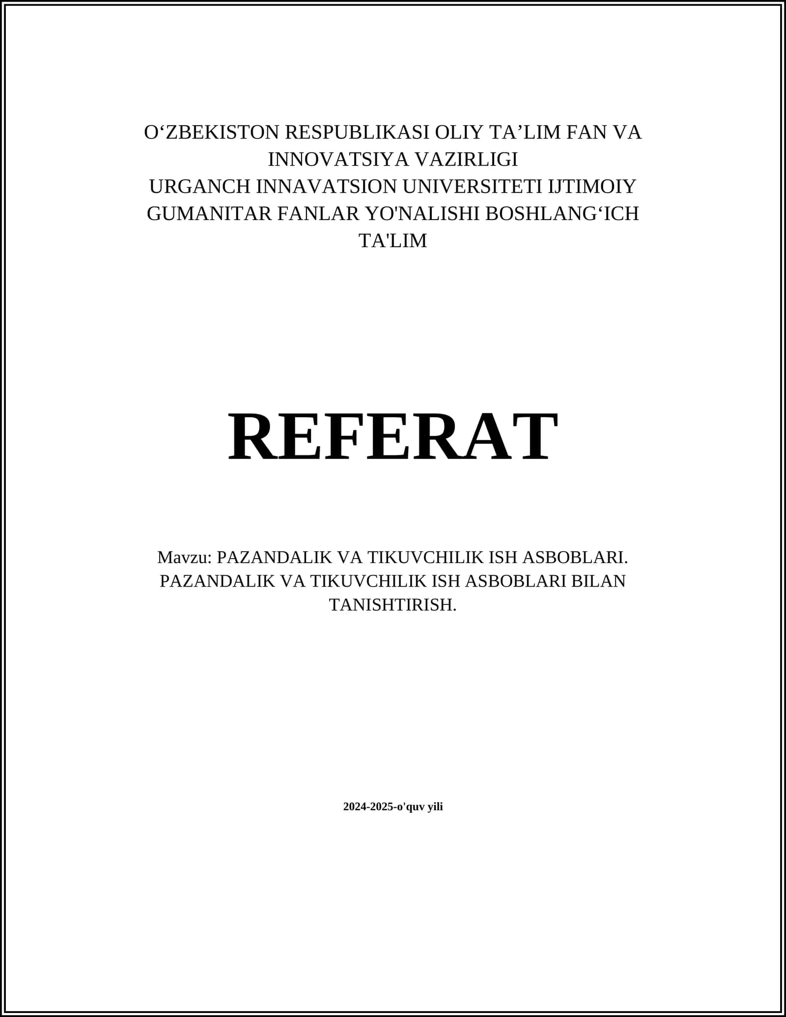 Oshxona Pichog'lari va Ular Turlari