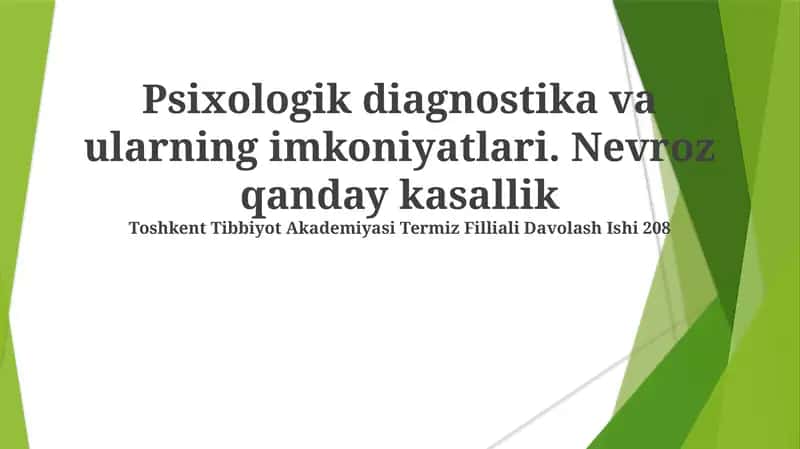Psixologik diagnostika va ularning imkoniyatlari