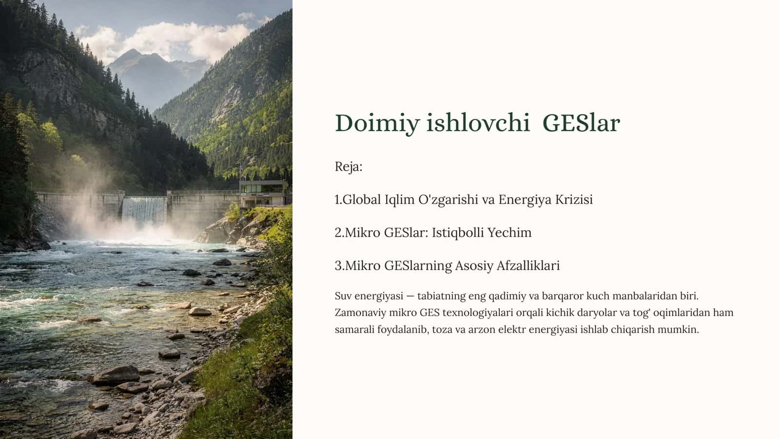 Doimiy ishlovchi GESlar