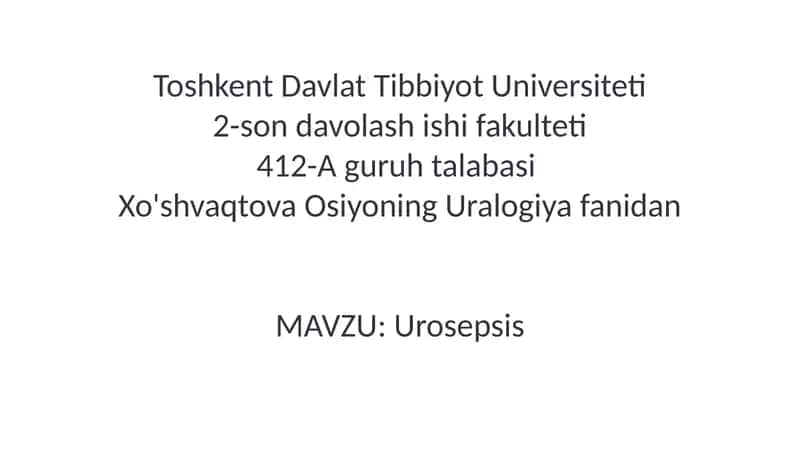 Urosepsis
