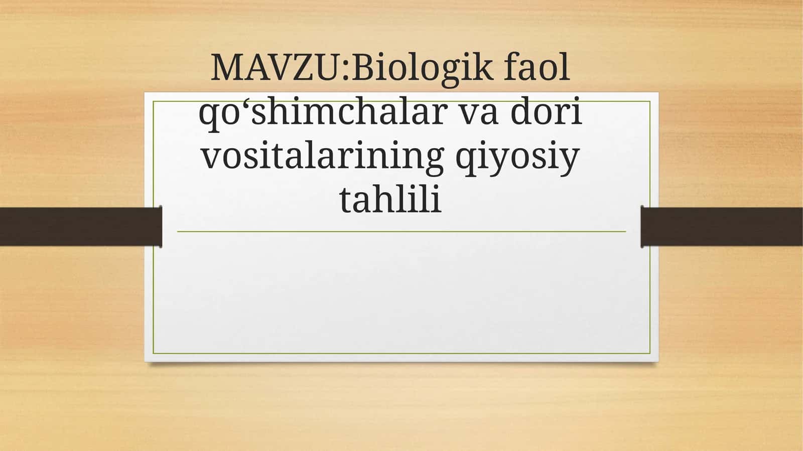 Biologik faol qoʻshimchalar va dori vositalarining qiyosiy tahlili