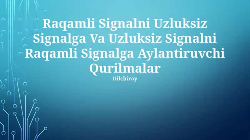 Analog to Raqamli Konvertorlar (ADC)