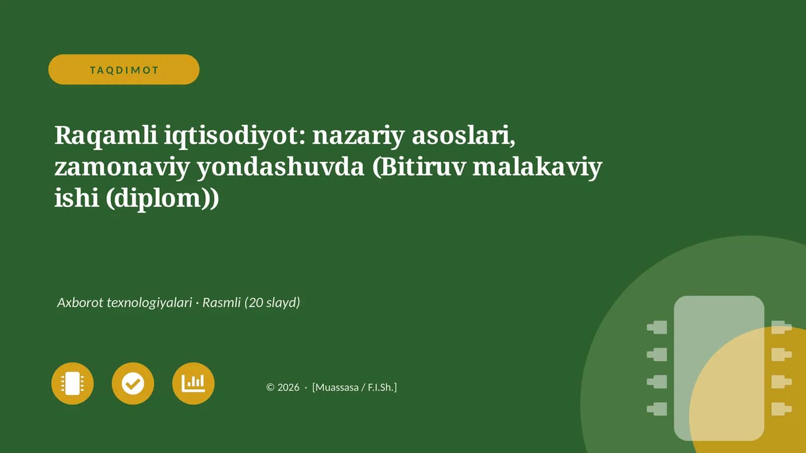 Raqamli iqtisodiyot: nazariy asoslari, zamonaviy yondashuvda (Bitiruv malakaviy ishi (diplom))