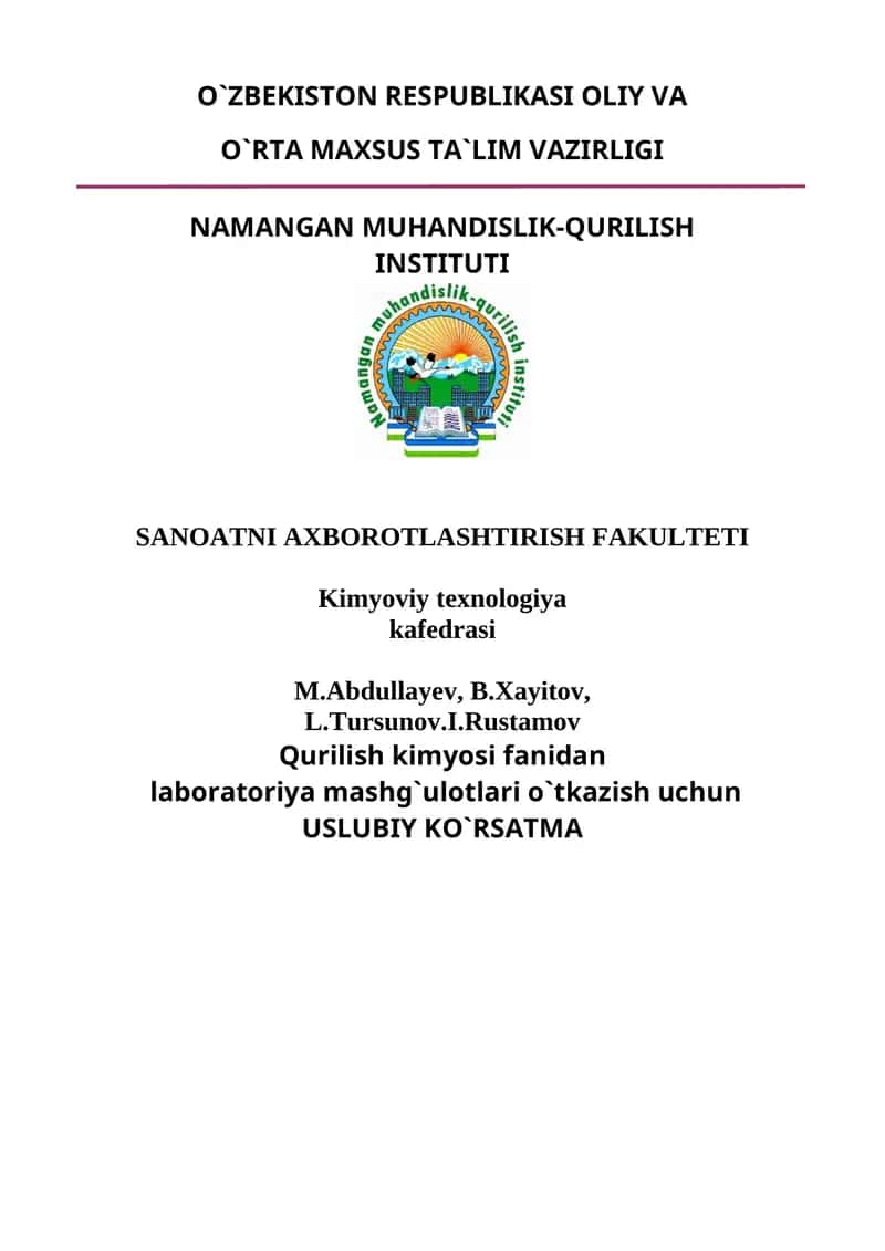Laboratoriya ishlari talablar uchun