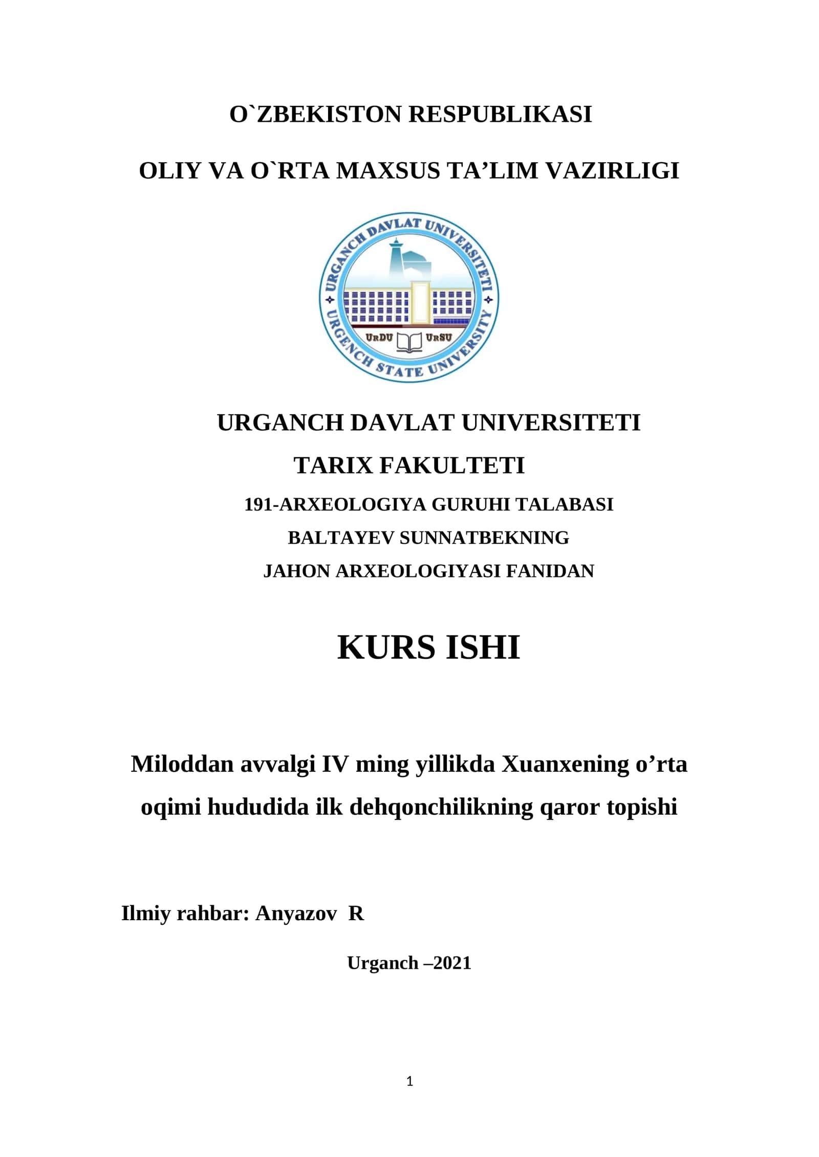 Miloddan avvalgi IV ming yillikda Xuanxening o’rta oqimi hududida ilk dehqonchilikning qaror topishi