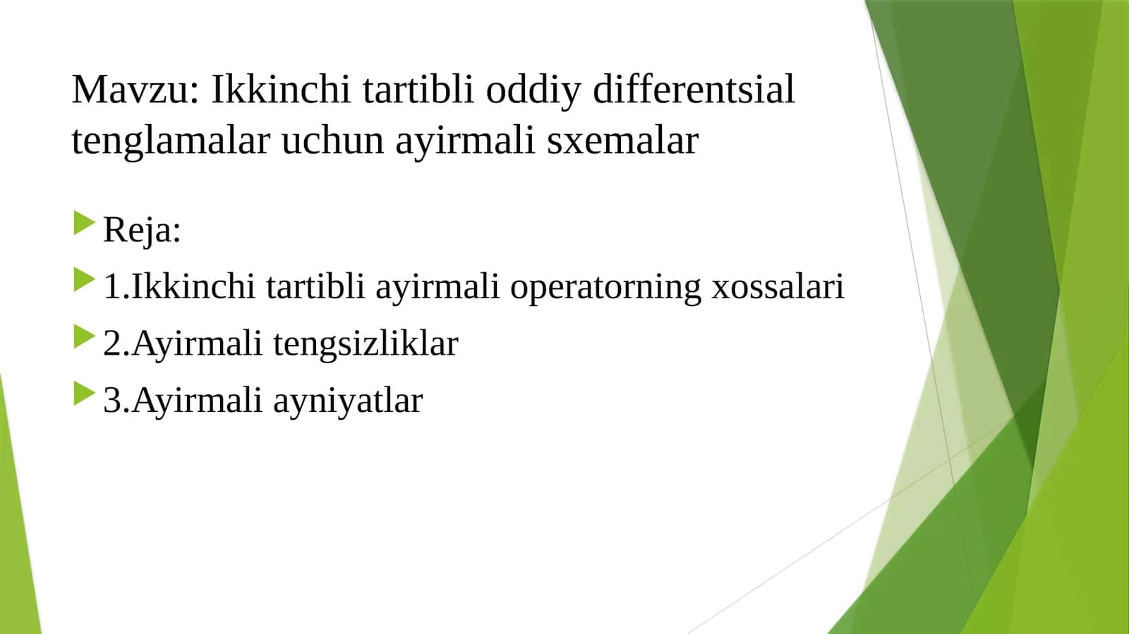 Ikkinchitartibli oddiy differentsial tenglamalar uchun ayirmali sxemalar