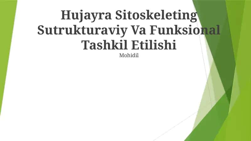 Hujayra Sitoskeleting Sutrukturaviy Va Funksional Tashkil Etilishi