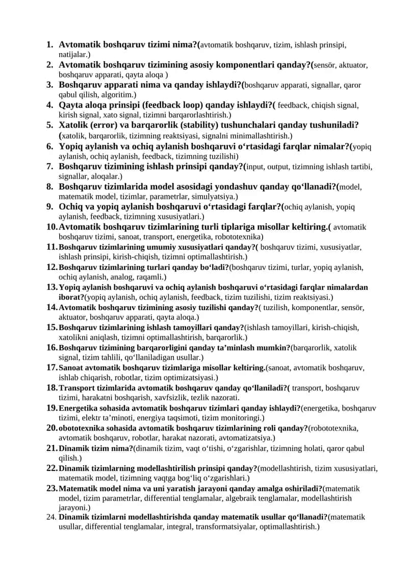 Avtomatik boshqaruv tizimi