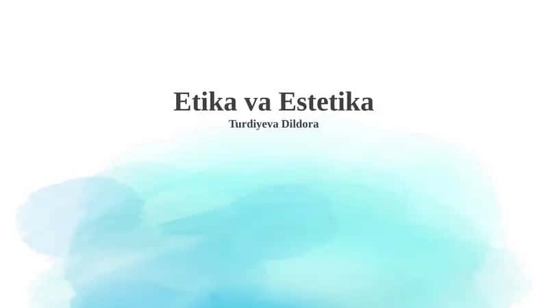 Axloq va estetika
