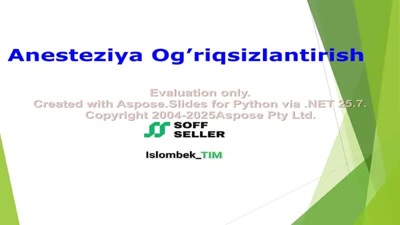 Anesteziya Og’riqsizlantirish