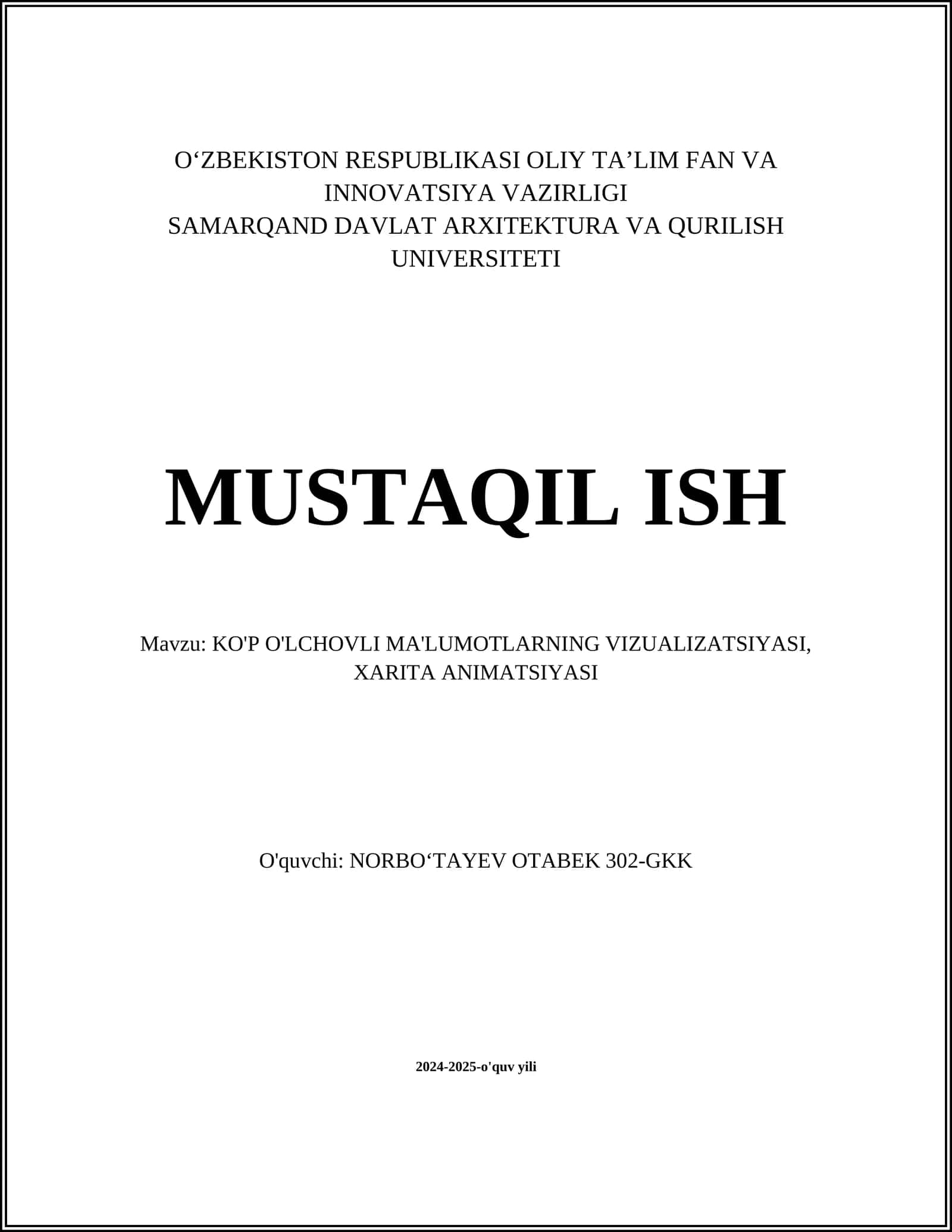 KO'P O'LCHOVLI MA'LUMOTLARNING VIZUALIZATSIYASI, XARITA ANIMATSIYASI