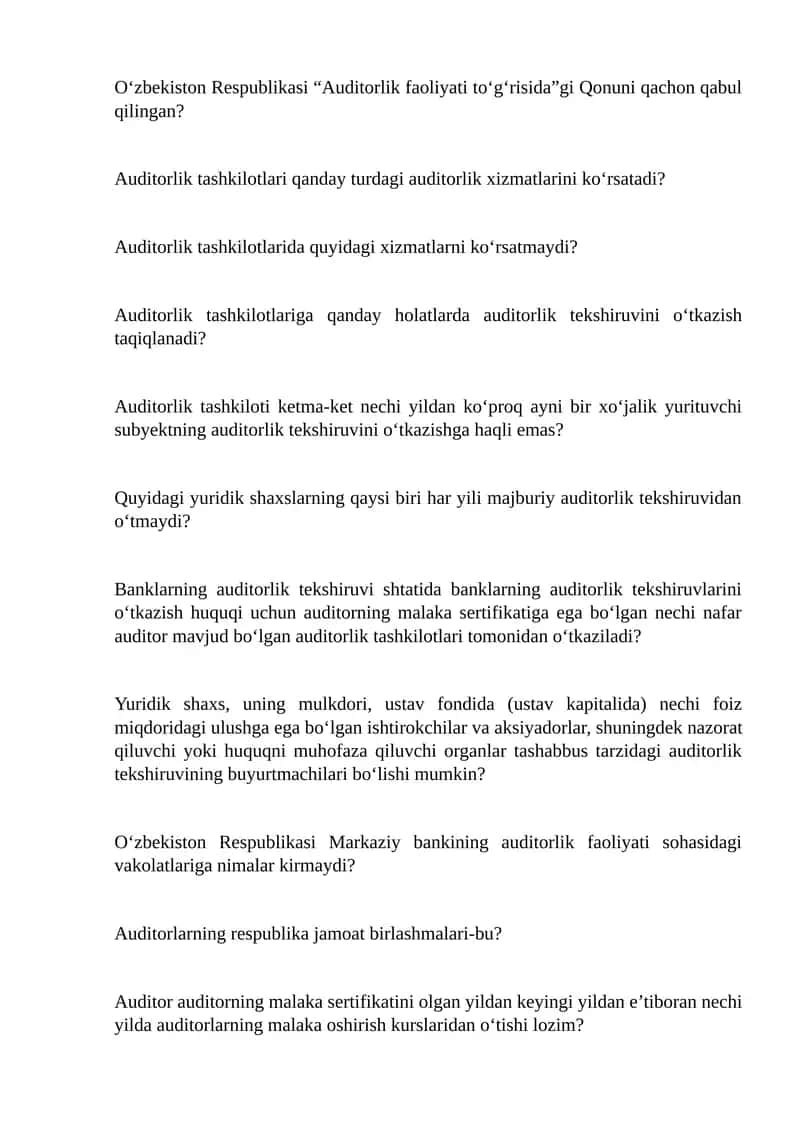 Auditorlik faoliyati to'g'risida Qonun