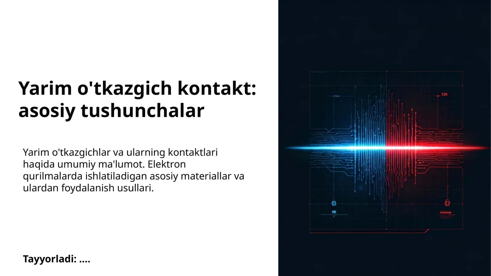 Yarim o'tkazgich kontakt: asosiy tushunchalar