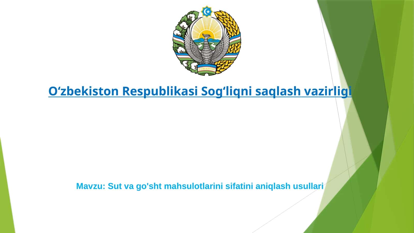 Sut va go'sht mahsulotlarini sifatini aniqlash usullari