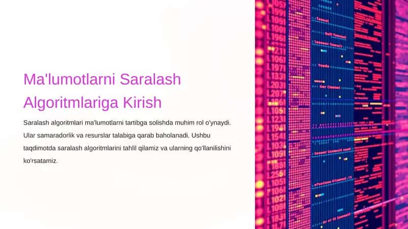Ma'lumotlarni Saralash Algoritmlariga Kirish