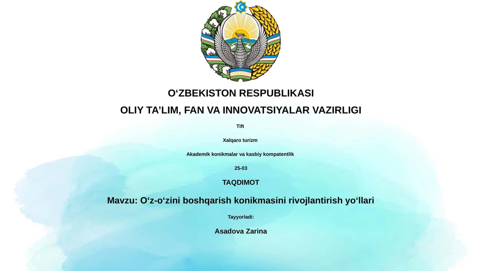 Oʻz-oʻzini boshqarish konikmasini rivojlantirish yoʻllari