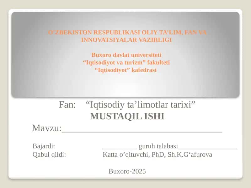 Iqtisodiy ta'limotlar tarixi