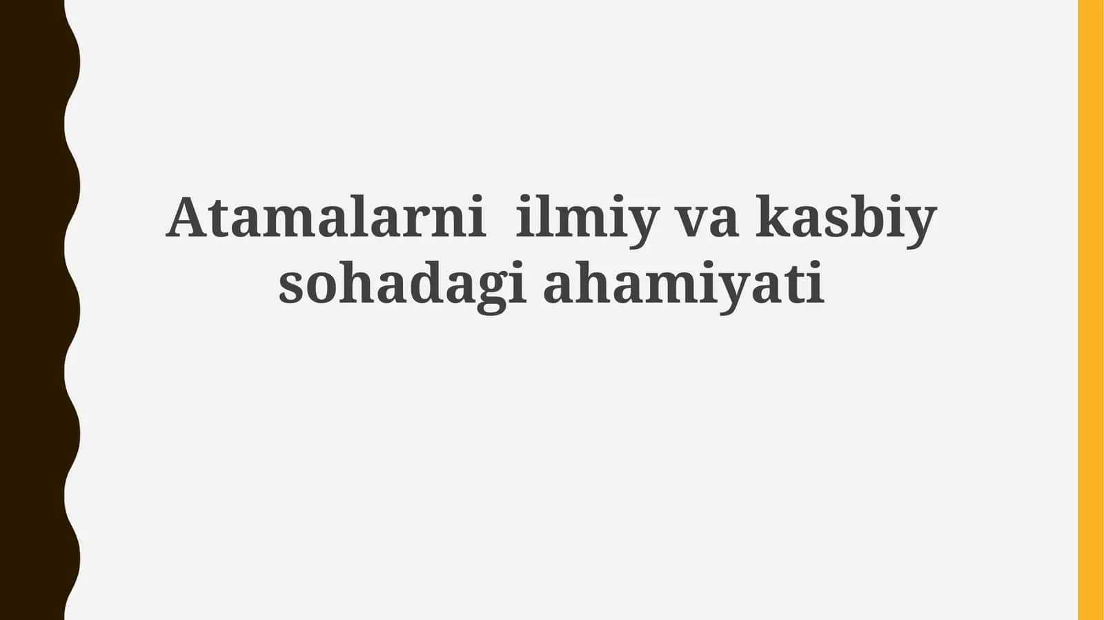 Atamalarni ilmiy va kasbiy sohada ahamiyati