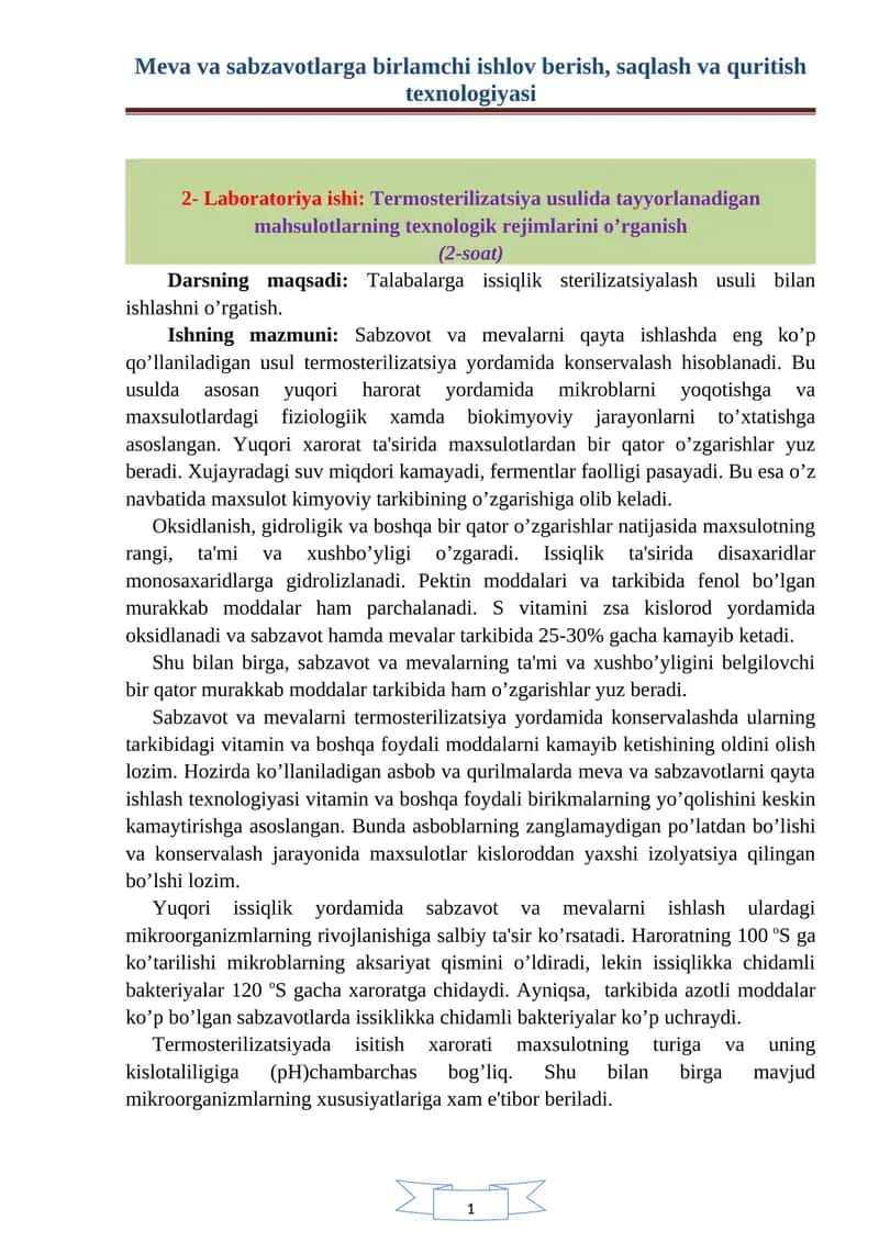 Termostеrilizatsiya usuli