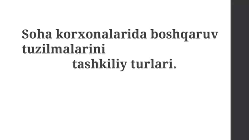 Filial Korxonalarda Boshqaruv Tuzilmalari