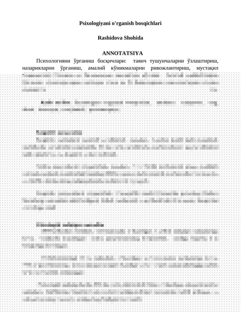 Psixologiyani o'rganish bosqichlari