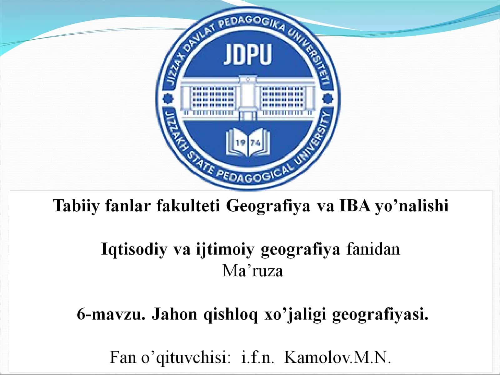 Jahon qishloq xo’jaligi geografiyasi
