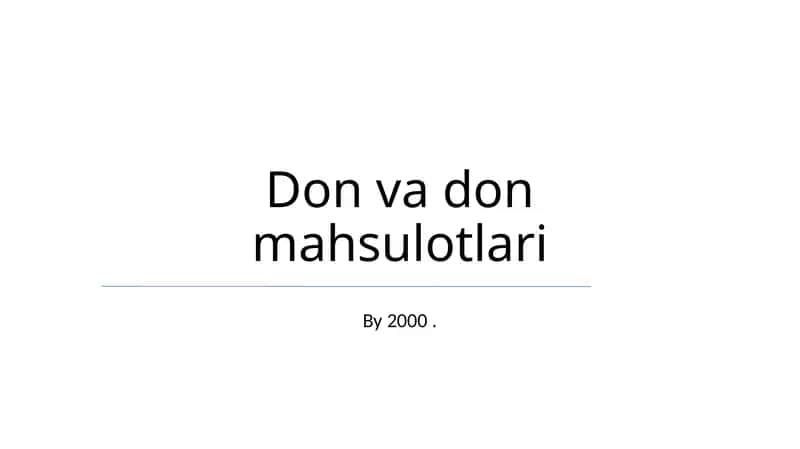 Don va don mahsulotlari