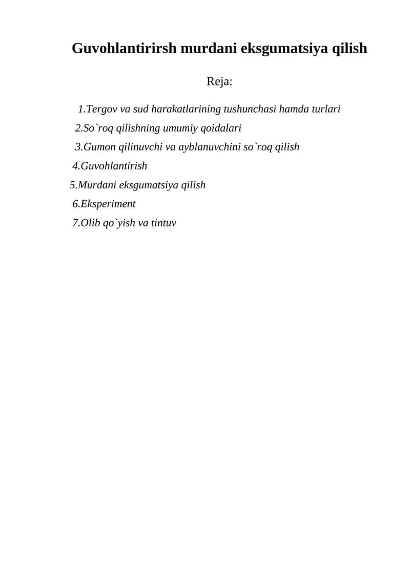 Guvohlantirirsh murdani eksgumatsiya qilish