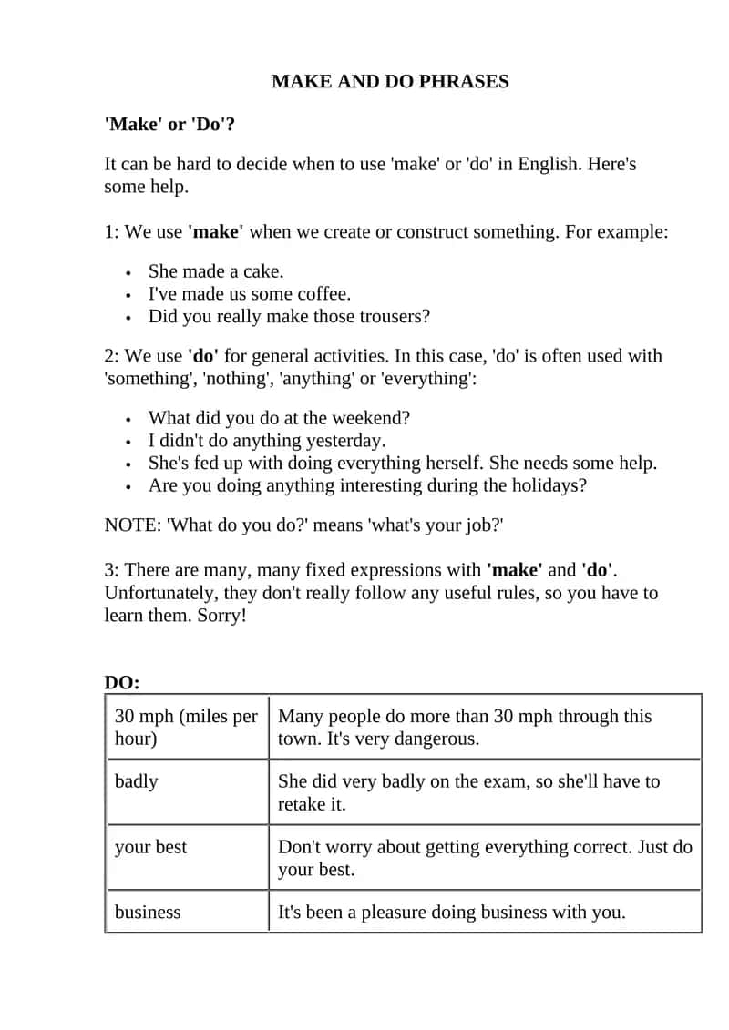 Make and Do Phrases