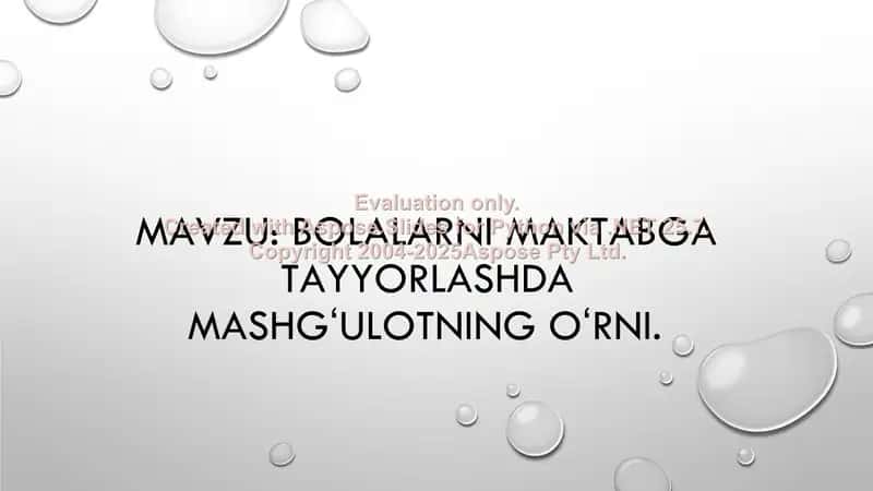 Bolalarni maktabga tayyorlashda mashgʻulotning oʻrni