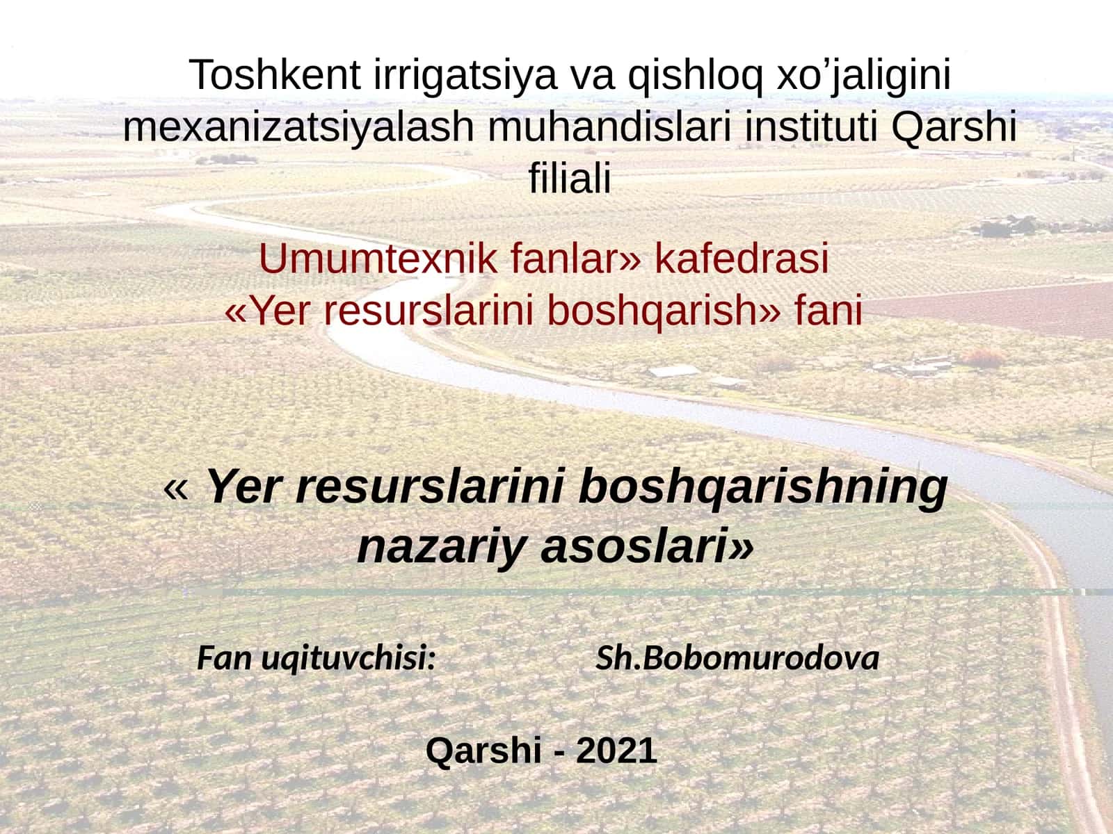 Yerresurslarini boshqarishning nazariyasoslari