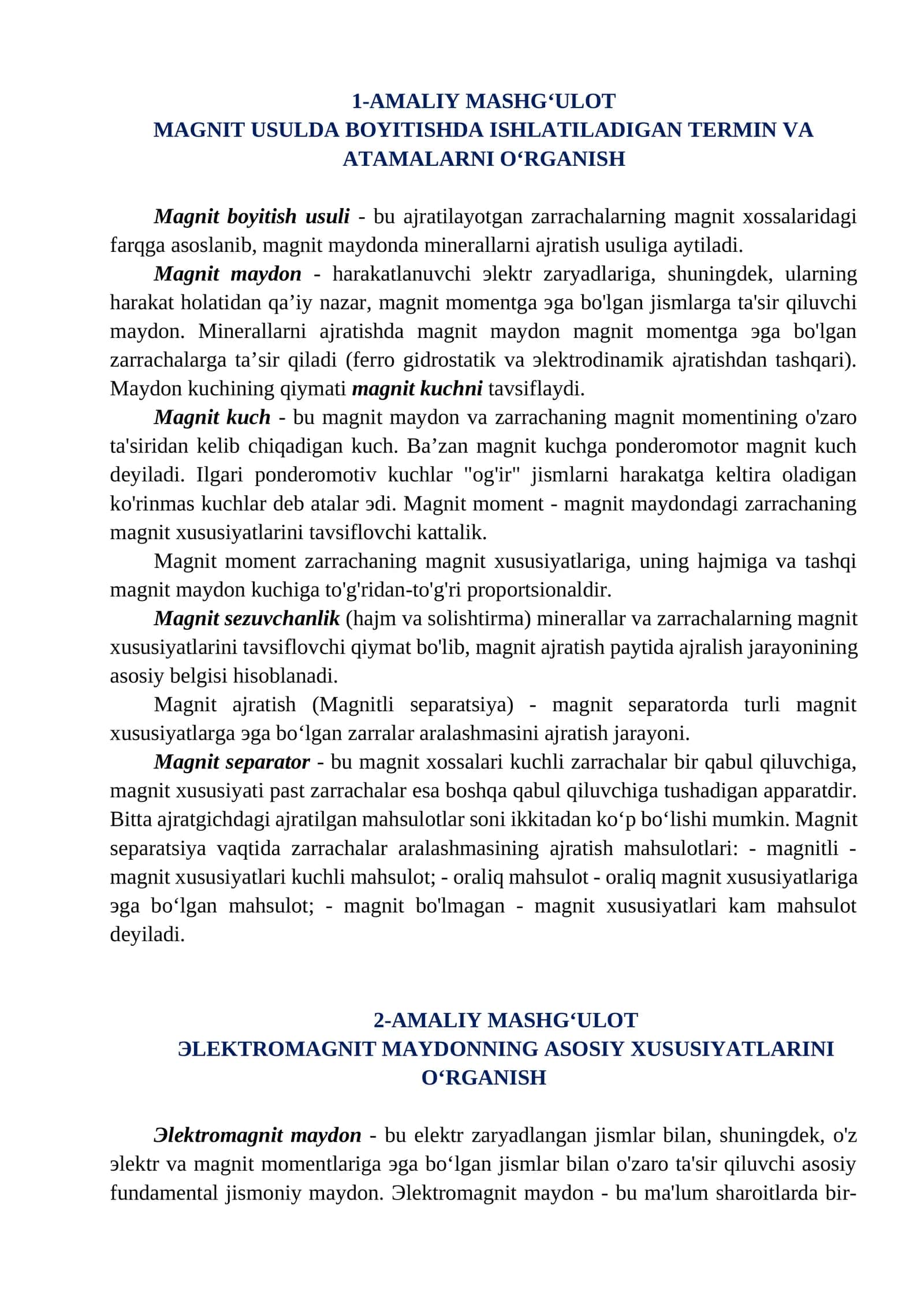 Magnit boyitish usuli