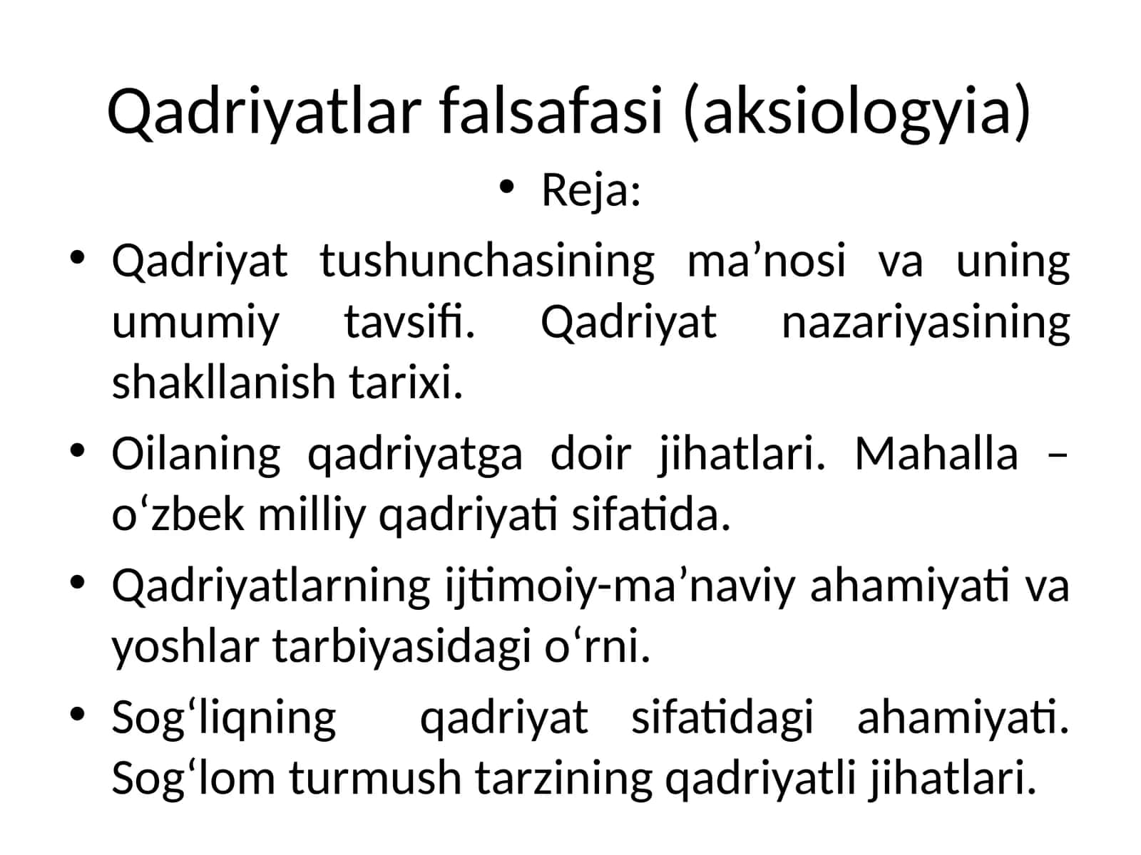 Qadriyatlar falsafasi (aksiologyia)